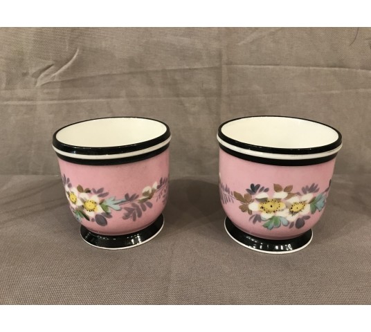 Paire de mini cache-pots en porcelaine d'époque 19ème