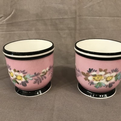 Paire de mini cache-pots en porcelaine d'époque 19ème