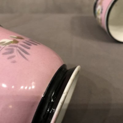 Paire de mini cache-pots en porcelaine d'époque 19ème