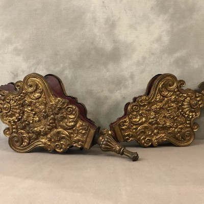 Paire de soufflets anciens en laiton d'époque 17 ème