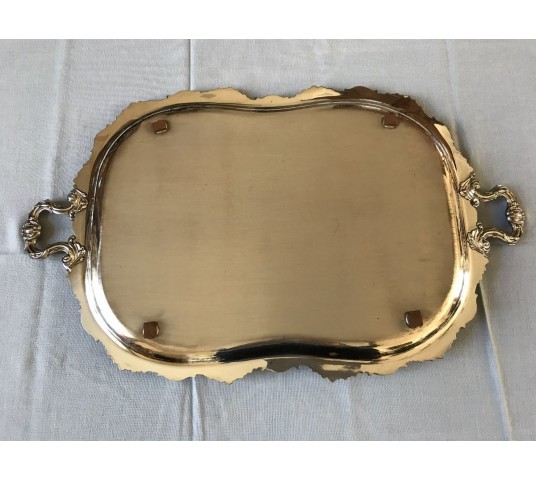 Louis XV-style silver metal service tray of the day 19 th