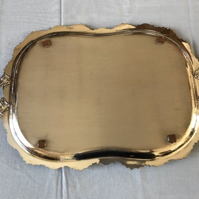 Louis XV-style silver metal service tray of the day 19 th