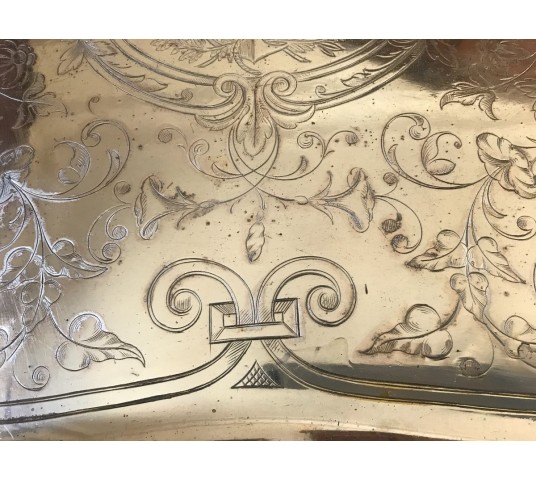 Louis XV-style silver metal service tray of the day 19 th