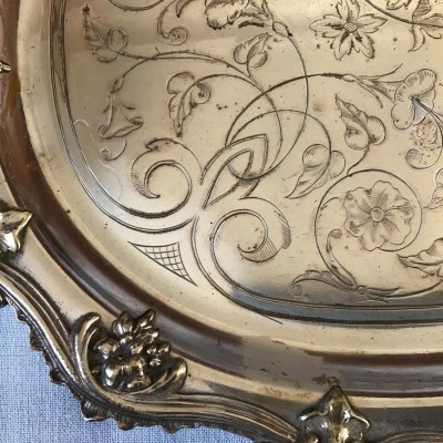 Louis XV-style silver metal service tray of the day 19 th