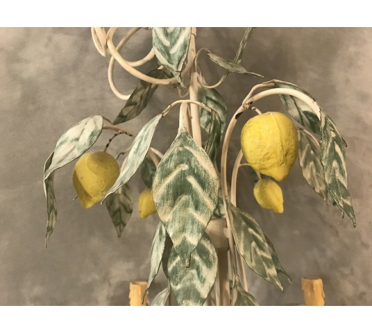 Lustre peint décor de citron milieu 20ème