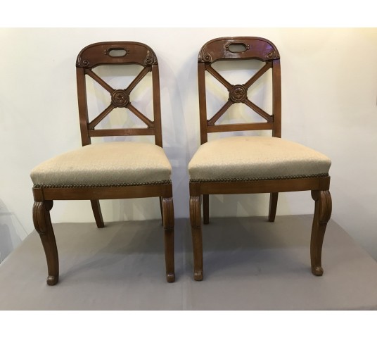 Two chairs in a restoration style merisier.