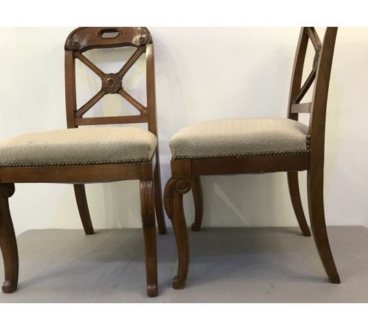 Two chairs in a restoration style merisier.