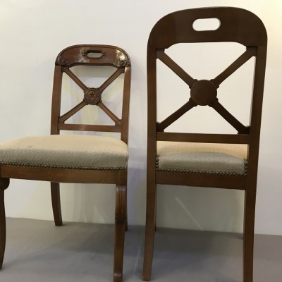 Two chairs in a restoration style merisier.