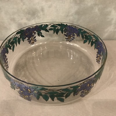 Coupe en verre décor de glycines vers 1930