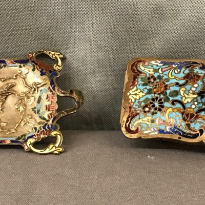 Ensemble de deux pièces en cloisonnées d'époque 19 ème