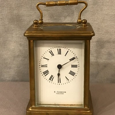 Pendulette de voyage d'officier  en laiton d'époque 19 ème