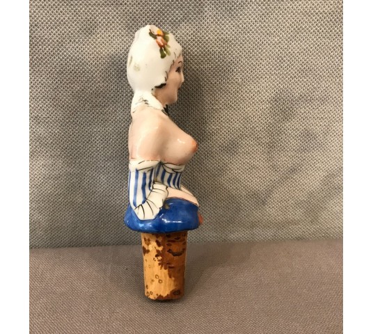 Bouchon de bouteille coquin en porcelaine d'époque 19 ème