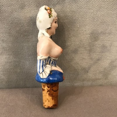 Bouchon de bouteille coquin en porcelaine d'époque 19 ème