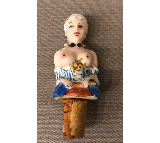 Bouchon de bouteille coquin en porcelaine d'époque 19 ème