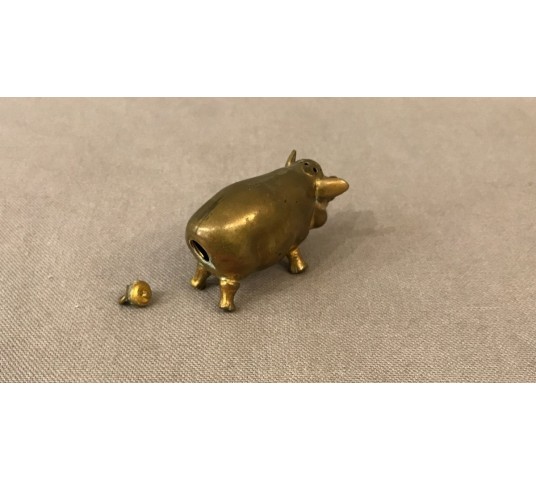 Salière petit cochon en laiton d'époque 19 ème