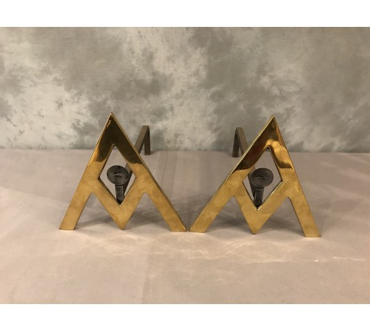 Pair of track Art Deco in brass and iron