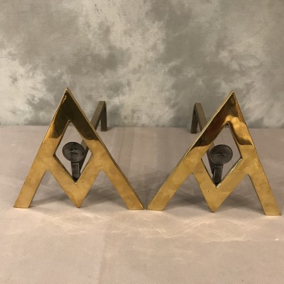 Pair of track Art Deco in brass and iron