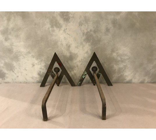 Pair of track Art Deco in brass and iron