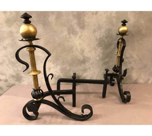 Pair of old iron and brass tracks circa 1920