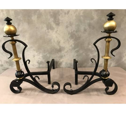 Pair of old iron and brass tracks circa 1920