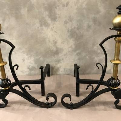 Pair of old iron and brass tracks circa 1920