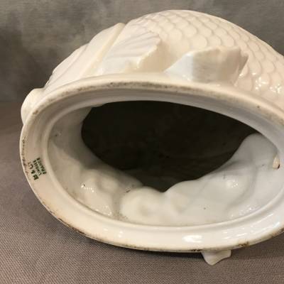 Pair of fish in white porcelain circa 1940