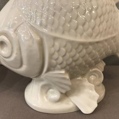 Pair of fish in white porcelain circa 1940