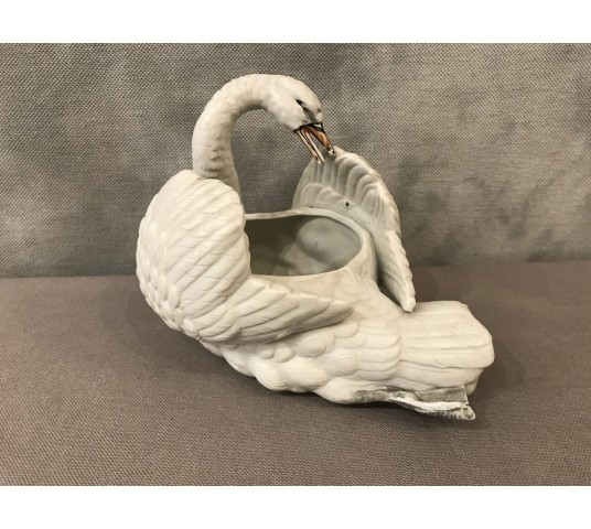 Cygne en biscuit porcelaine blanche d’époque 19ème