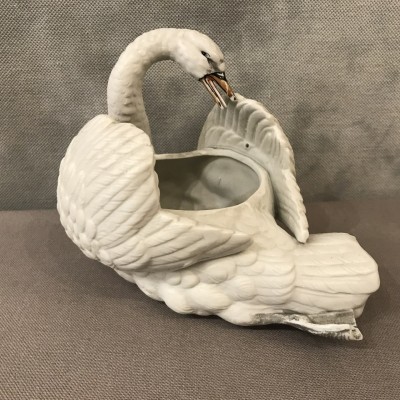 Cygne en biscuit porcelaine blanche d’époque 19ème