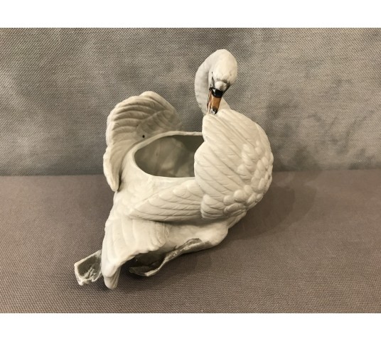 Cygne en biscuit porcelaine blanche d’époque 19ème