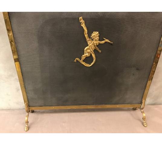 Pare fire screen of chimney in bronze vintage 19 th