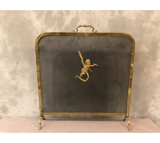 Pare fire screen of chimney in bronze vintage 19 th