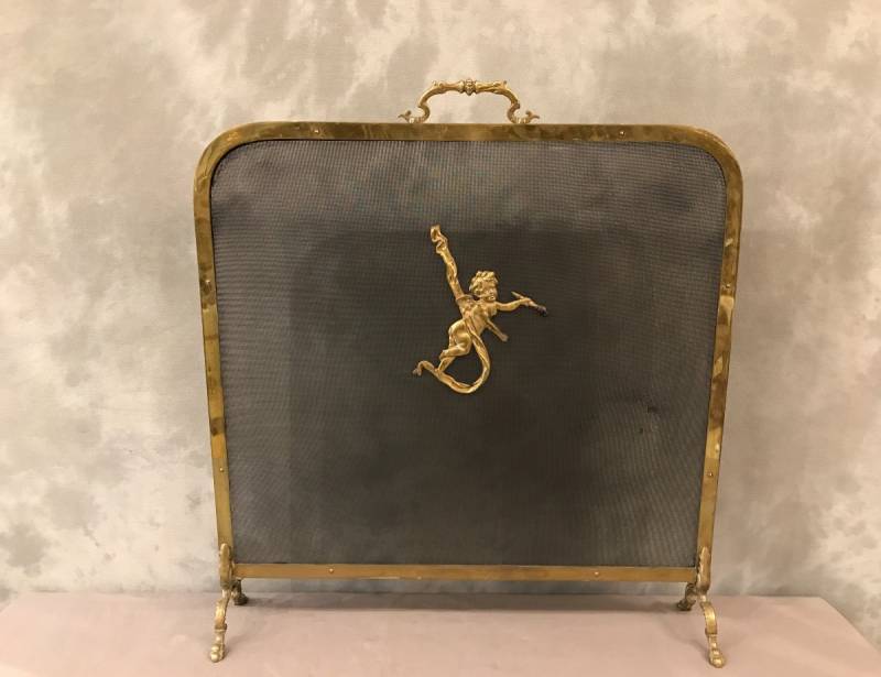 Pare fire screen of chimney in bronze vintage 19 th