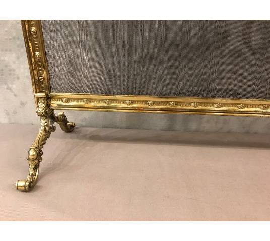 Pare fire screen of antique fireplace in brass and bronze epoch 19ème