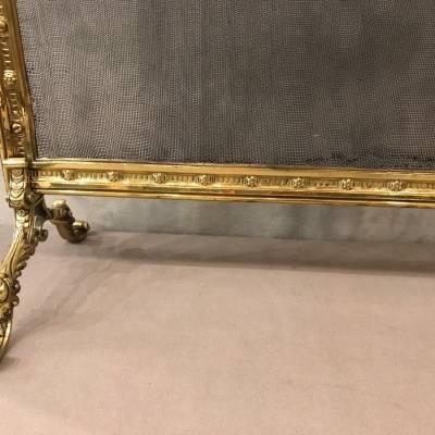 Pare fire screen of antique fireplace in brass and bronze epoch 19ème