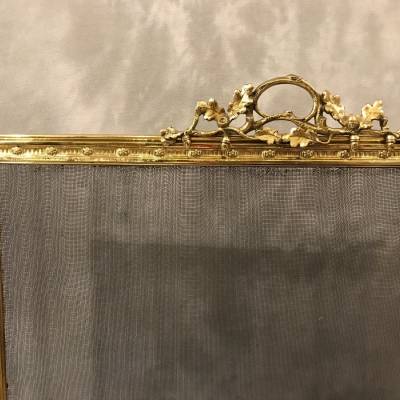 Pare fire screen of antique fireplace in brass and bronze epoch 19ème