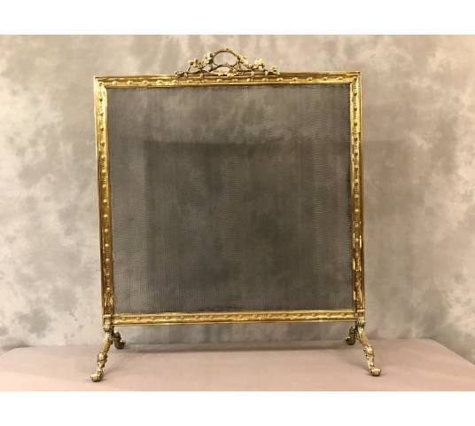 Pare fire screen of antique fireplace in brass and bronze epoch 19ème