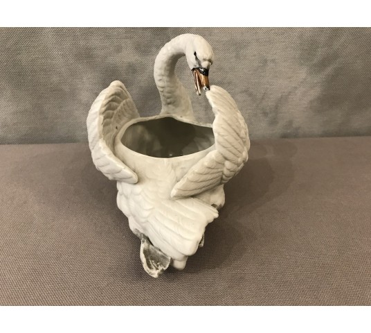 Cygne en biscuit porcelaine blanche d’époque 19ème