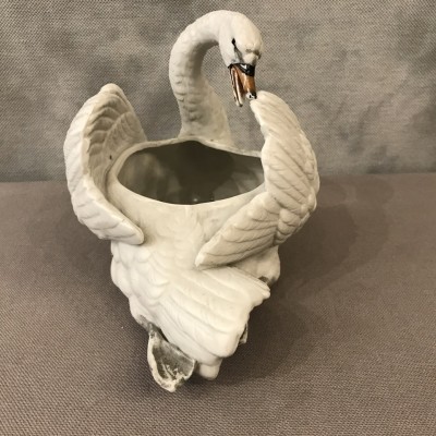 Cygne en biscuit porcelaine blanche d’époque 19ème