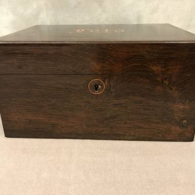 Old loto game circa 1900 in its mahogantly wooden box