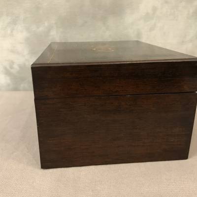 Old loto game circa 1900 in its mahogantly wooden box