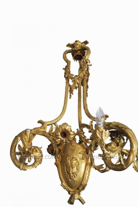 Magnifique grand lustre en bronze doré d'époque 19 ème