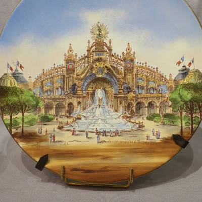 Paire de plats tableaux en porcelaine de l'Exposition Universelle de 1900