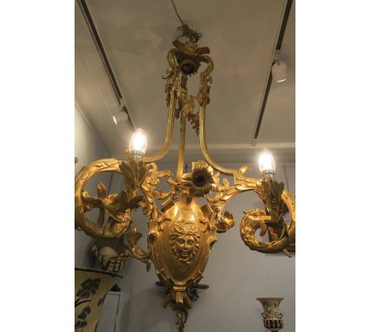 Magnificent great chandelier in gilded bronze 19 th