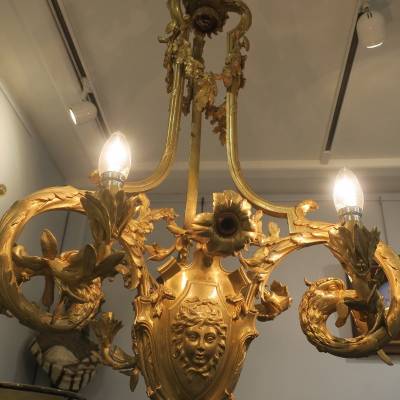 Magnificent great chandelier in gilded bronze 19 th