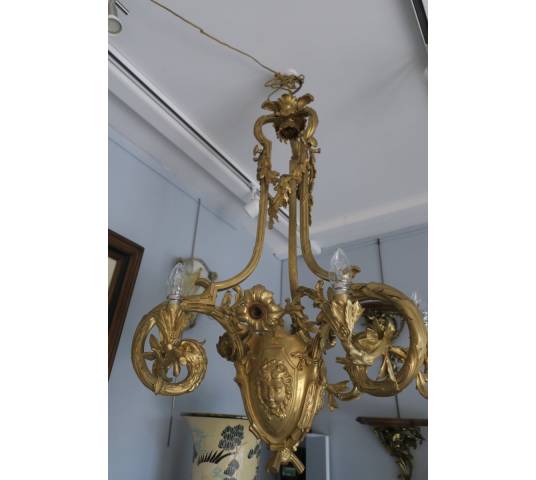 Magnificent great chandelier in gilded bronze 19 th