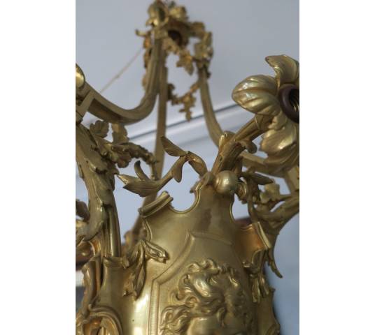 Magnificent great chandelier in gilded bronze 19 th