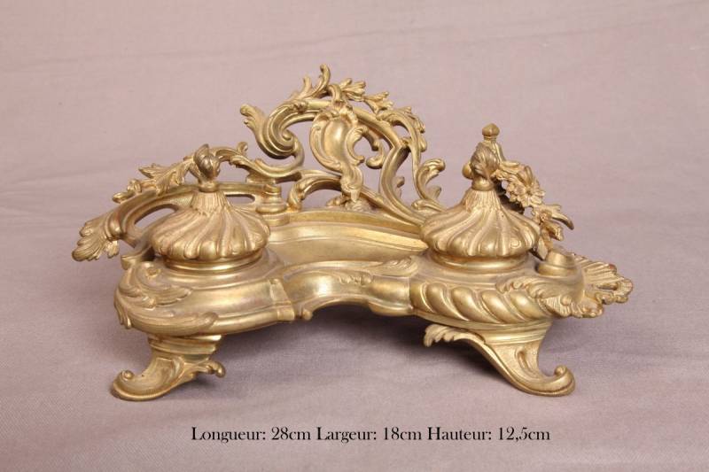 Beautiful gilded bronze encrier at the end 19 th Louis XV Napoleon III