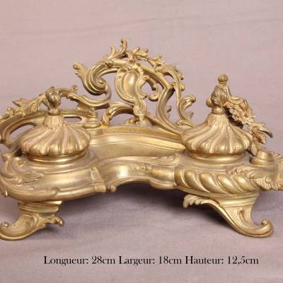 Beautiful gilded bronze encrier at the end 19 th Louis XV Napoleon III