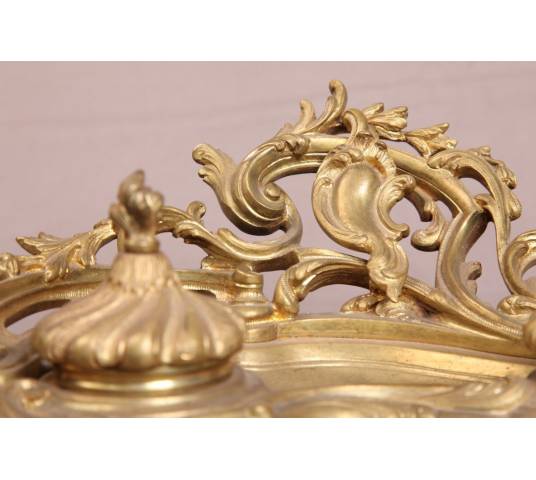 Beautiful gilded bronze encrier at the end 19 th Louis XV Napoleon III